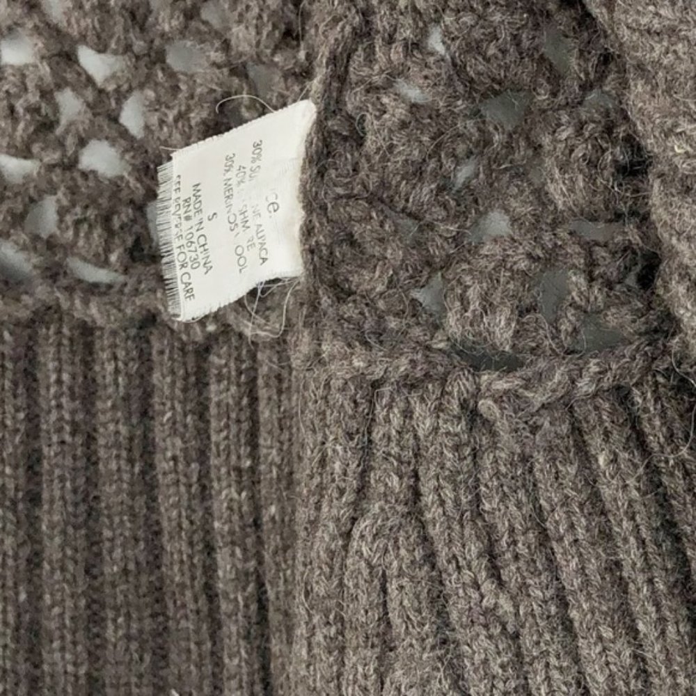 Vince Brown Knit Crochet Wool Blend Long Sleeve Cardigan Sweater - Picture 3 of 6